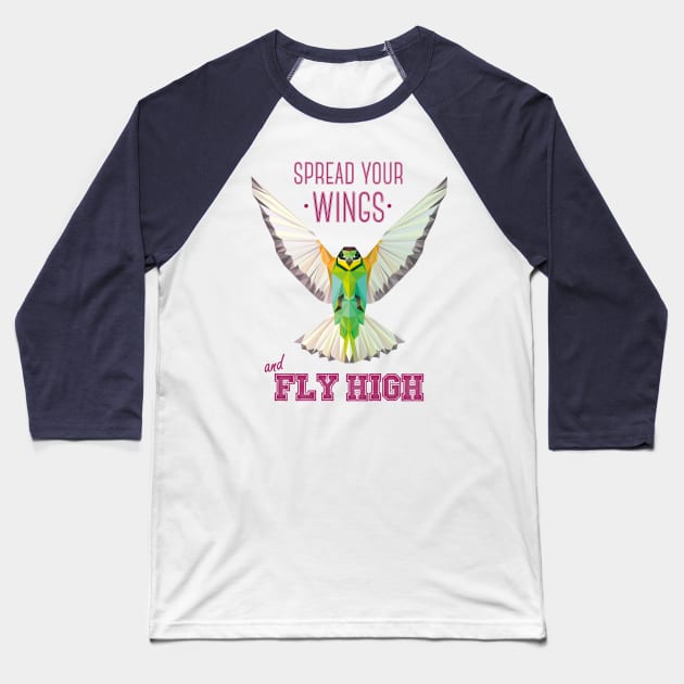 Geometric Bird (humming bird) - Spread your wings Baseball T-Shirt by ImproveYourself